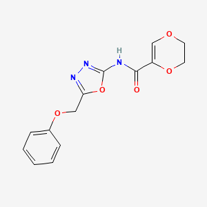 molecular formula C14H13N3O5 B2960763 N-(5-(苯氧甲基)-1,3,4-恶二唑-2-基)-5,6-二氢-1,4-二噁杂环-2-甲酰胺 CAS No. 1286728-53-7
