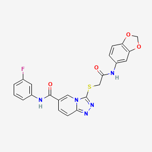 3-{[2-(1,3-benzodioxol-5-ylamino)-2-oxoethyl]thio}-N-(3-fluorophenyl)[1,2,4]triazolo[4,3-a]pyridine-6-carboxamide