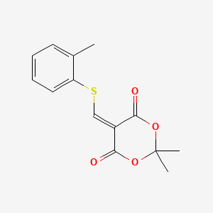 molecular formula C14H14O4S B2960784 2,2-Dimethyl-5-{[(2-methylphenyl)sulfanyl]methylene}-1,3-dioxane-4,6-dione CAS No. 477866-42-5
