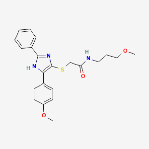 2-((5-(4-methoxyphenyl)-2-phenyl-1H-imidazol-4-yl)thio)-N-(3-methoxypropyl)acetamide
