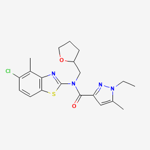 N-(5-chloro-4-methylbenzo[d]thiazol-2-yl)-1-ethyl-5-methyl-N-((tetrahydrofuran-2-yl)methyl)-1H-pyrazole-3-carboxamide