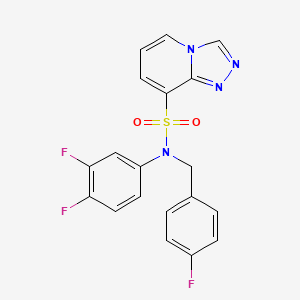 molecular formula C19H13F3N4O2S B2960789 6-环丙基-4-(4-甲氧基苯基)-2-(甲硫基)烟碱腈 CAS No. 1251604-88-2