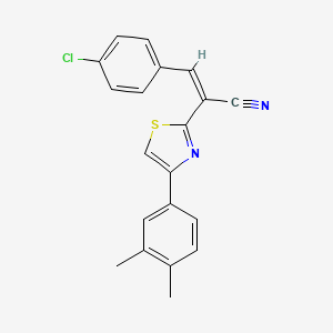 molecular formula C20H15ClN2S B2960796 (Z)-3-(4-氯苯基)-2-(4-(3,4-二甲基苯基)噻唑-2-基)丙烯腈 CAS No. 476669-71-3