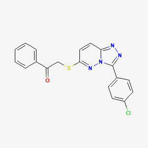 molecular formula C19H13ClN4OS B2960814 2-((3-(4-氯苯基)-[1,2,4]三唑并[4,3-b]哒嗪-6-基)硫代)-1-苯基乙酮 CAS No. 852373-61-6