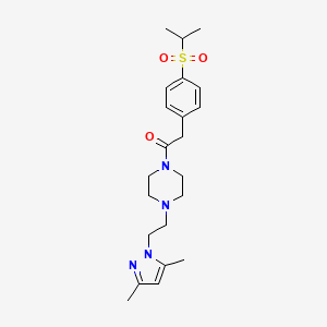 B2960822 1-(4-(2-(3,5-dimethyl-1H-pyrazol-1-yl)ethyl)piperazin-1-yl)-2-(4-(isopropylsulfonyl)phenyl)ethanone CAS No. 1286697-99-1