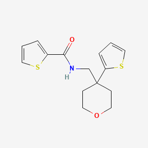 B2960833 N-((4-(thiophen-2-yl)tetrahydro-2H-pyran-4-yl)methyl)thiophene-2-carboxamide CAS No. 1203416-51-6