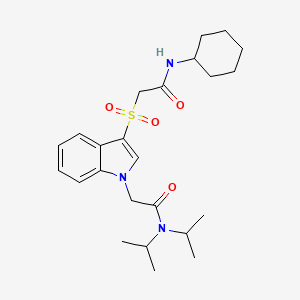 molecular formula C24H35N3O4S B2960834 2-(3-((2-(环己基氨基)-2-氧代乙基)磺酰基)-1H-吲哚-1-基)-N,N-二异丙基乙酰胺 CAS No. 887464-57-5