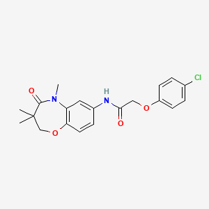 molecular formula C20H21ClN2O4 B2960841 2-(4-氯苯氧基)-N-(3,3,5-三甲基-4-氧代-2,3,4,5-四氢苯并[b][1,4]恶二杂环庚-7-基)乙酰胺 CAS No. 921541-67-5