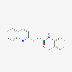 molecular formula C18H15FN2OS B2960844 N-(2-fluorophenyl)-2-((4-methylquinolin-2-yl)thio)acetamide CAS No. 671198-82-6