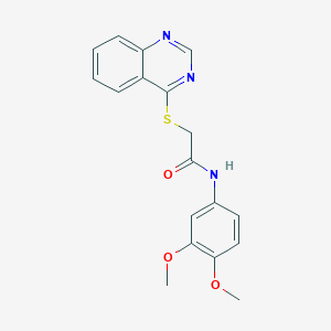 molecular formula C18H17N3O3S B2960846 N-(3,4-dimethoxyphenyl)-2-quinazolin-4-ylsulfanylacetamide CAS No. 722477-14-7