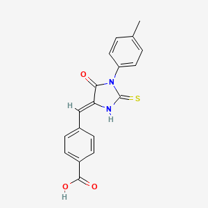 molecular formula C18H14N2O3S B2960847 4-[(Z)-[1-(4-methylphenyl)-5-oxo-2-sulfanylideneimidazolidin-4-ylidene]methyl]benzoic acid CAS No. 725710-50-9