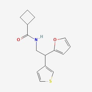 molecular formula C15H17NO2S B2960850 N-[2-(呋喃-2-基)-2-(噻吩-3-基)乙基]环丁烷甲酰胺 CAS No. 2097919-79-2