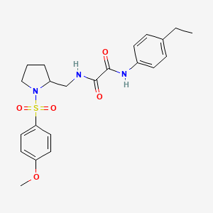 molecular formula C22H27N3O5S B2960868 N1-(4-乙基苯基)-N2-((1-((4-甲氧基苯基)磺酰基)吡咯烷-2-基)甲基)草酰胺 CAS No. 896290-62-3