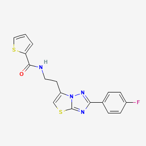 molecular formula C17H13FN4OS2 B2960885 N-(2-(2-(4-氟苯基)噻唑并[3,2-b][1,2,4]三唑-6-基)乙基)噻吩-2-甲酰胺 CAS No. 894020-65-6