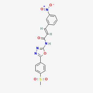 molecular formula C18H14N4O6S B2960896 (E)-N-(5-(4-(甲磺酰基)苯基)-1,3,4-恶二唑-2-基)-3-(3-硝基苯基)丙烯酰胺 CAS No. 886910-87-8