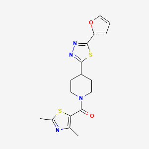 molecular formula C17H18N4O2S2 B2960914 (2,4-二甲基噻唑-5-基)(4-(5-(呋喃-2-基)-1,3,4-噻二唑-2-基)哌啶-1-基)甲酮 CAS No. 1226453-92-4