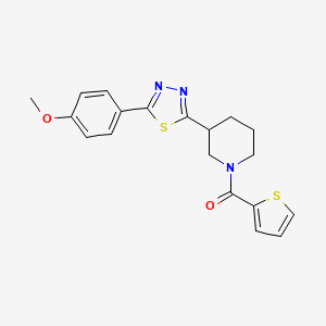 molecular formula C19H19N3O2S2 B2960916 (3-(5-(4-Methoxyphenyl)-1,3,4-thiadiazol-2-yl)piperidin-1-yl)(thiophen-2-yl)methanone CAS No. 1203215-94-4
