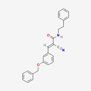 molecular formula C25H22N2O2 B2960918 (E)-2-氰基-N-(2-苯乙基)-3-(3-苯甲氧基苯基)丙-2-烯酰胺 CAS No. 1164535-35-6