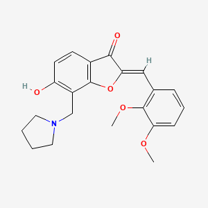 molecular formula C22H23NO5 B2960920 (Z)-2-(2,3-dimethoxybenzylidene)-6-hydroxy-7-(pyrrolidin-1-ylmethyl)benzofuran-3(2H)-one CAS No. 859664-50-9