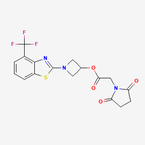 molecular formula C17H14F3N3O4S B2960923 1-(4-(三氟甲基)苯并[d]噻唑-2-基)氮杂环丁-3-基 2-(2,5-二氧代吡咯烷-1-基)乙酸酯 CAS No. 1396717-88-6