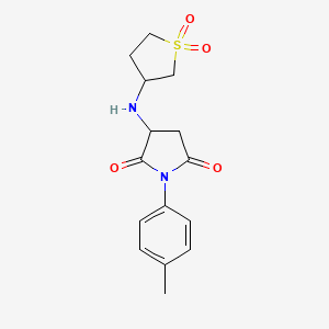 molecular formula C15H18N2O4S B2960924 3-[(1,1-Dioxidotetrahydrothiophen-3-yl)amino]-1-(4-methylphenyl)pyrrolidine-2,5-dione CAS No. 1219357-90-0