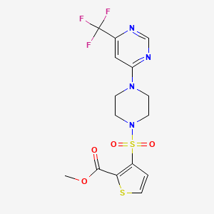 molecular formula C15H15F3N4O4S2 B2960929 Methyl 3-((4-(6-(trifluoromethyl)pyrimidin-4-yl)piperazin-1-yl)sulfonyl)thiophene-2-carboxylate CAS No. 2034601-98-2