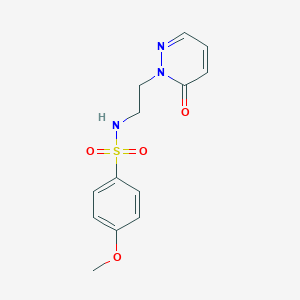 molecular formula C13H15N3O4S B2960930 4-methoxy-N-(2-(6-oxopyridazin-1(6H)-yl)ethyl)benzenesulfonamide CAS No. 1049551-29-2