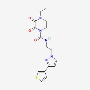 molecular formula C16H19N5O3S B2960936 4-乙基-2,3-二氧代-N-(2-(3-(噻吩-3-基)-1H-吡唑-1-基)乙基)哌嗪-1-甲酰胺 CAS No. 2034260-20-1