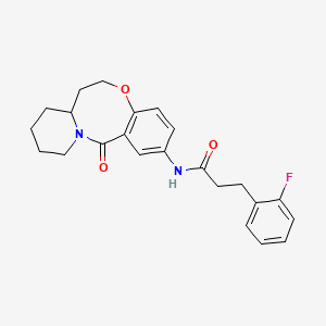 molecular formula C23H25FN2O3 B2960937 3-(2-Fluorophenyl)-N-(6-oxo-2,3,4,12,13,13a-hexahydro-1H-pyrido[2,1-d][1,5]benzoxazocin-8-yl)propanamide CAS No. 1798028-77-9