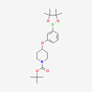 molecular formula C22H34BNO5 B2960947 tert-Butyl 4-(3-(4,4,5,5-tetramethyl-1,3,2-dioxaborolan-2-yl)phenoxy)piperidine-1-carboxylate CAS No. 864136-41-4