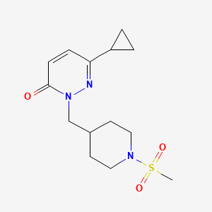 molecular formula C14H21N3O3S B2960949 6-环丙基-2-[(1-甲磺酰基哌啶-4-基)甲基]-2,3-二氢哒嗪-3-酮 CAS No. 2097872-18-7