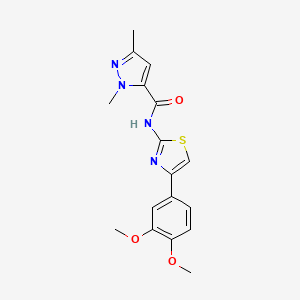 molecular formula C17H18N4O3S B2960951 N-(4-(3,4-二甲氧基苯基)噻唑-2-基)-1,3-二甲基-1H-吡唑-5-甲酰胺 CAS No. 1013784-08-1