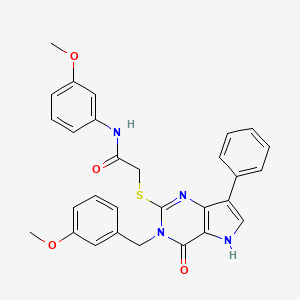 molecular formula C29H26N4O4S B2960955 2-((3-(3-甲氧基苄基)-4-氧代-7-苯基-4,5-二氢-3H-吡咯并[3,2-d]嘧啶-2-基)硫代)-N-(3-甲氧基苯基)乙酰胺 CAS No. 1794819-37-6