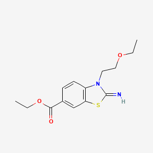 molecular formula C14H18N2O3S B2960963 Ethyl 3-(2-ethoxyethyl)-2-imino-2,3-dihydrobenzo[d]thiazole-6-carboxylate CAS No. 1207021-96-2