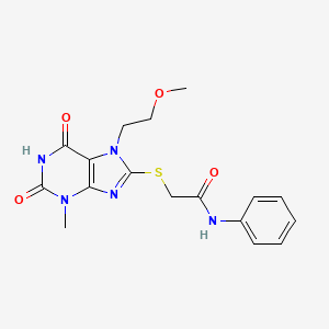 2-{[7-(2-methoxyethyl)-3-methyl-2,6-dioxo-2,3,6,7-tetrahydro-1H-purin-8-yl]sulfanyl}-N-phenylacetamide