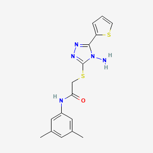 molecular formula C16H17N5OS2 B2960981 2-{[4-amino-5-(thiophen-2-yl)-4H-1,2,4-triazol-3-yl]sulfanyl}-N-(3,5-dimethylphenyl)acetamide CAS No. 886928-10-5