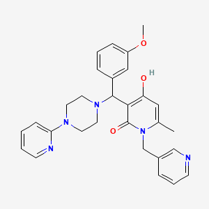 molecular formula C29H31N5O3 B2960983 4-hydroxy-3-((3-methoxyphenyl)(4-(pyridin-2-yl)piperazin-1-yl)methyl)-6-methyl-1-(pyridin-3-ylmethyl)pyridin-2(1H)-one CAS No. 897611-83-5