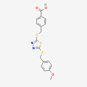 4-[({5-[(4-Methoxybenzyl)sulfanyl]-1,3,4-thiadiazol-2-yl}sulfanyl)methyl]benzoic acid