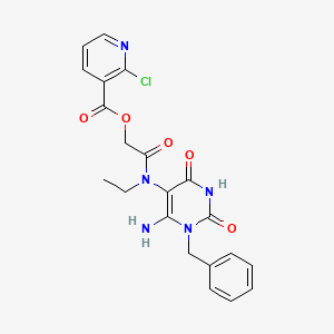 molecular formula C21H20ClN5O5 B2961000 [2-[(6-Amino-1-benzyl-2,4-dioxopyrimidin-5-yl)-ethylamino]-2-oxoethyl] 2-chloropyridine-3-carboxylate CAS No. 1090898-07-9