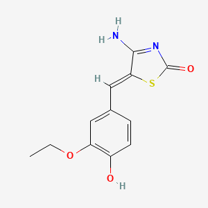 molecular formula C12H12N2O3S B2961001 5-[(3-Ethoxy-4-hydroxyphenyl)methylene]-4-imino-1,3-thiazolidin-2-one CAS No. 868155-10-6