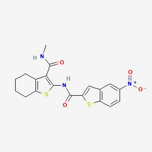 molecular formula C19H17N3O4S2 B2961002 N-[3-(甲基氨基甲酰基)-4,5,6,7-四氢-1-苯并噻吩-2-基]-5-硝基-1-苯并噻吩-2-甲酰胺 CAS No. 892979-62-3