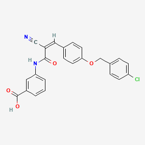 3-[[(Z)-3-[4-[(4-Chlorophenyl)methoxy]phenyl]-2-cyanoprop-2-enoyl]amino]benzoic acid