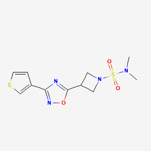 molecular formula C11H14N4O3S2 B2961008 N,N-dimethyl-3-(3-(thiophen-3-yl)-1,2,4-oxadiazol-5-yl)azetidine-1-sulfonamide CAS No. 1428362-24-6