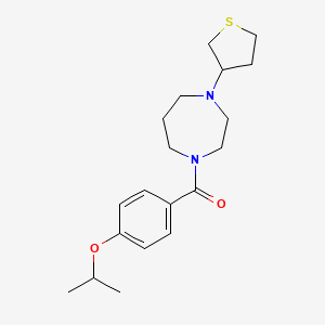 molecular formula C19H28N2O2S B2961009 (4-Isopropoxyphenyl)(4-(tetrahydrothiophen-3-yl)-1,4-diazepan-1-yl)methanone CAS No. 2320572-52-7