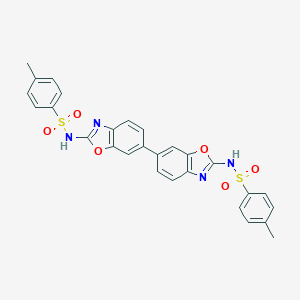 molecular formula C28H22N4O6S2 B296102 2,2'-Bis(4-methylphenylsulfonylamino)-6,6'-bibenzoxazole 