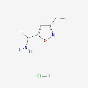 molecular formula C7H13ClN2O B2961022 1-(3-Ethyl-5-isoxazolyl)ethanamine hydrochloride CAS No. 1609403-26-0
