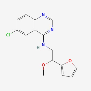 molecular formula C15H14ClN3O2 B2961023 6-Chloro-N-[2-(furan-2-yl)-2-methoxyethyl]quinazolin-4-amine CAS No. 2380191-06-8