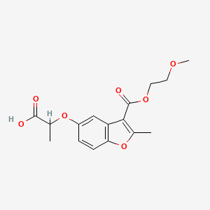 molecular formula C16H18O7 B2961031 2-((3-((2-Methoxyethoxy)carbonyl)-2-methylbenzofuran-5-yl)oxy)propanoic acid CAS No. 610758-79-7