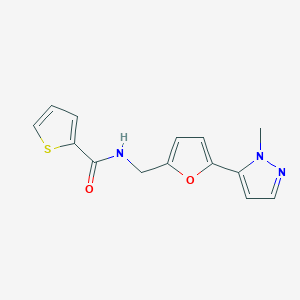 molecular formula C14H13N3O2S B2961047 N-[[5-(2-Methylpyrazol-3-yl)furan-2-yl]methyl]thiophene-2-carboxamide CAS No. 2415554-99-1