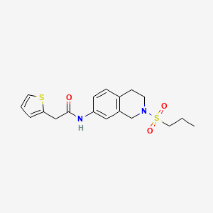 molecular formula C18H22N2O3S2 B2961049 N-(2-(propylsulfonyl)-1,2,3,4-tetrahydroisoquinolin-7-yl)-2-(thiophen-2-yl)acetamide CAS No. 955233-34-8